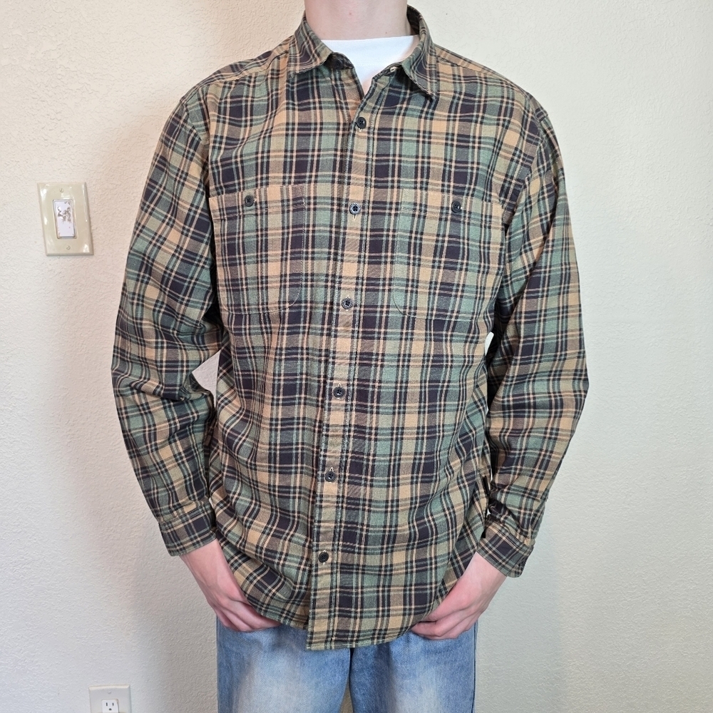 Patagonia Mens Large Organic Cotton Plaid Long Sleeve Button Up Shirt